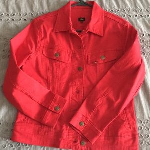 Red denim jacket Like New!!